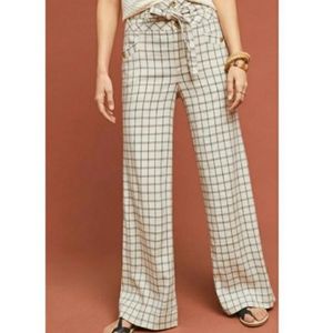 Anthropologie Windowpane wide leg pants